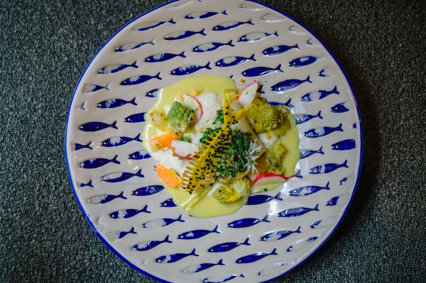 Schelvis / bloemkool / picalilly / tuinkruiden