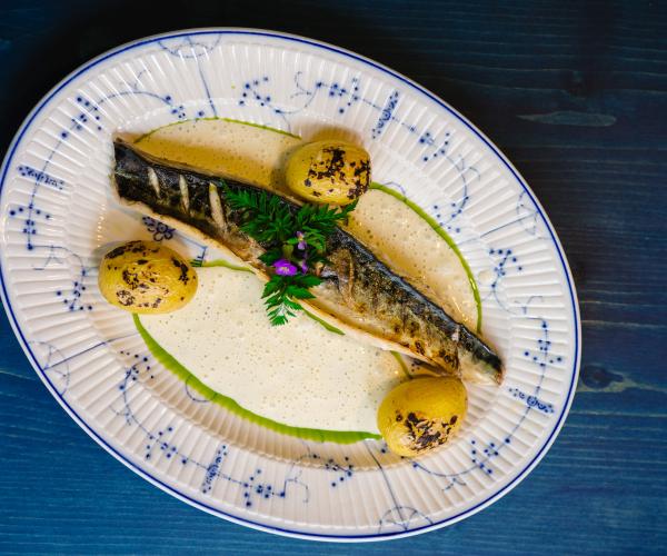 Salt-Grilled Mackerel (saba no shioyaki) / dune potato / smoked butter